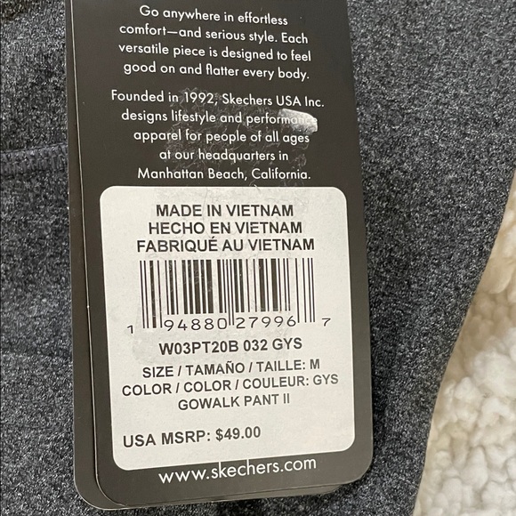 Skechers GO WALK Charcoal Active Leggings Size M W/2 Back Pockets and 2 Side - Picture 4 of 11
